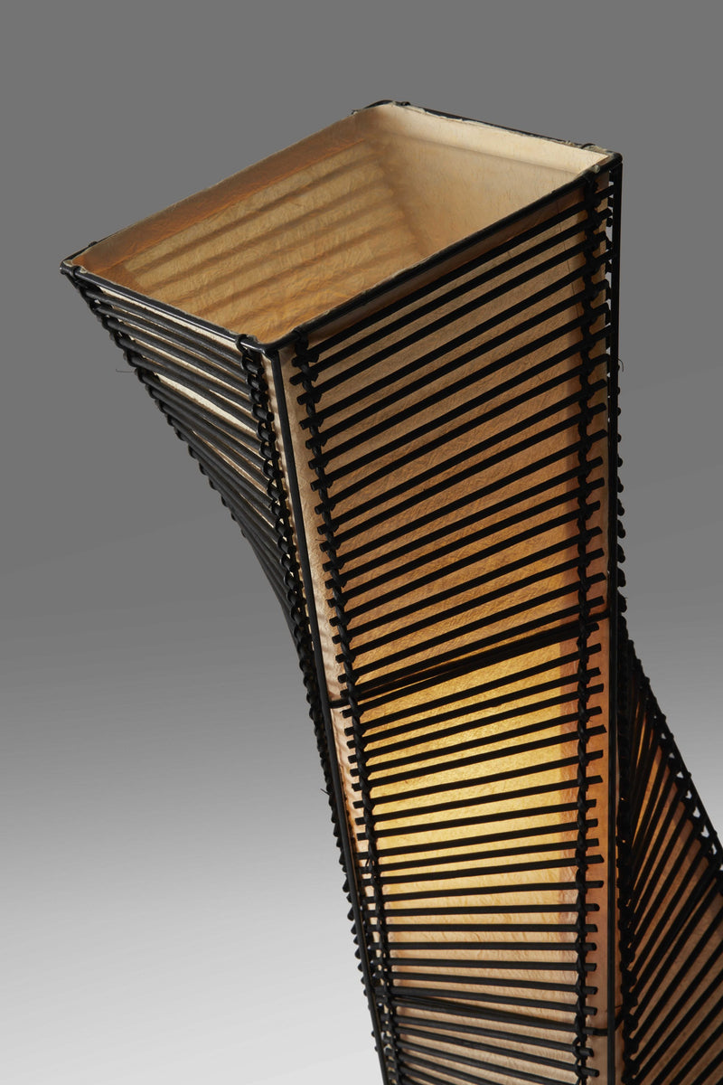 50" Black Floor Lamp With Black and Tan Twisted Cylinder Shade - Lighting