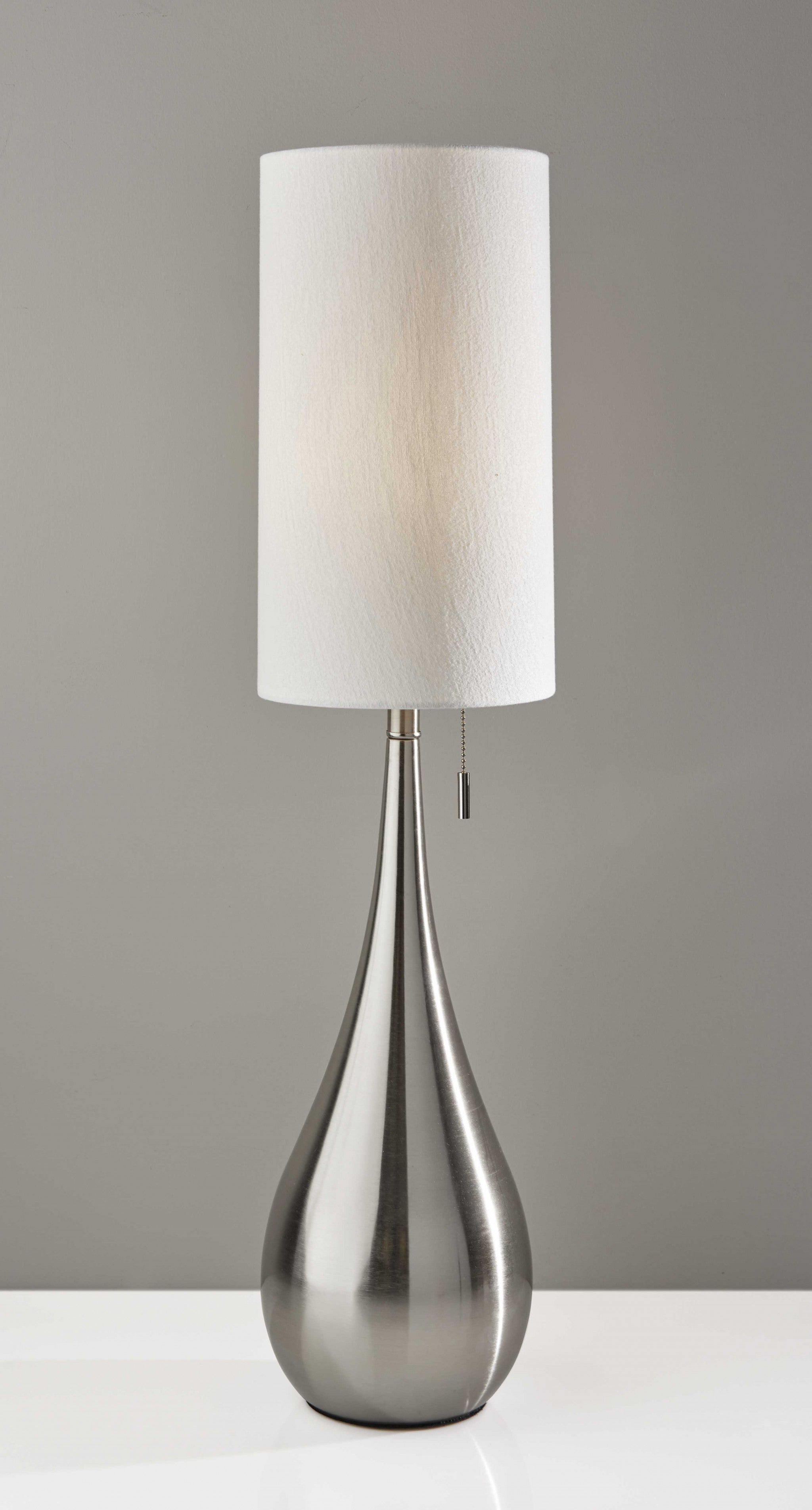 35" Brushed Steel Metal Teardrop Table Lamp - Lighting
