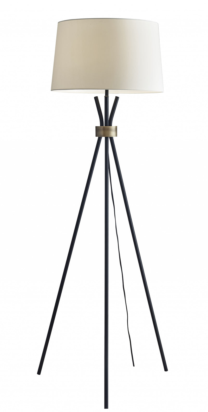 60" Black And White Tripod Floor Lamp With White Fabric Empire Shade - Lighting