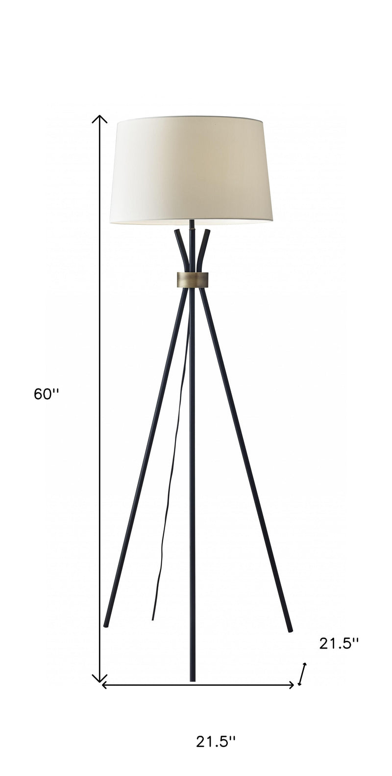 60" Black And White Tripod Floor Lamp With White Fabric Empire Shade - Lighting