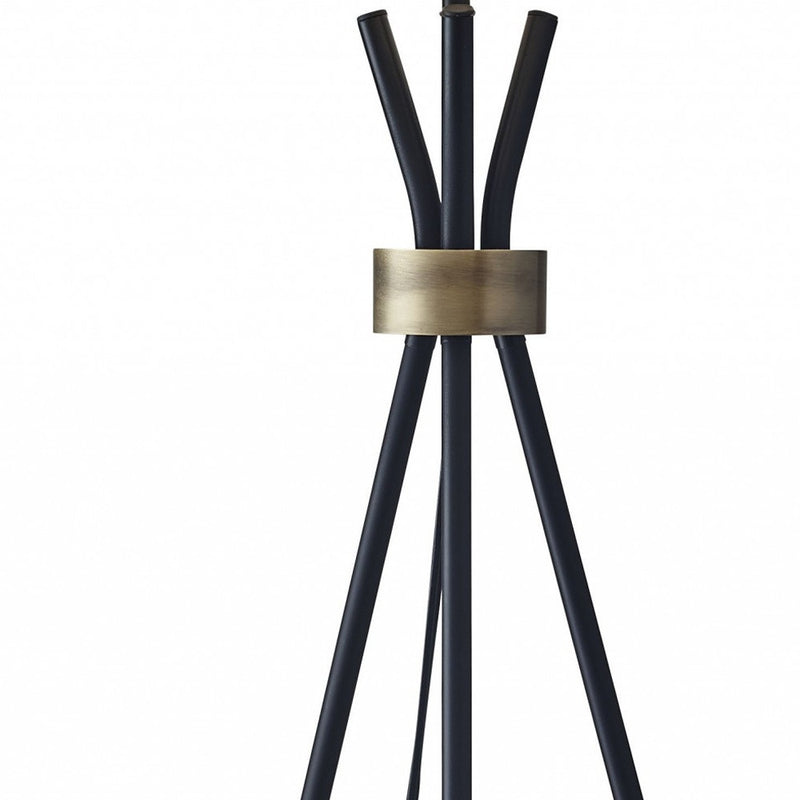 60" Black And White Tripod Floor Lamp With White Fabric Empire Shade - Lighting