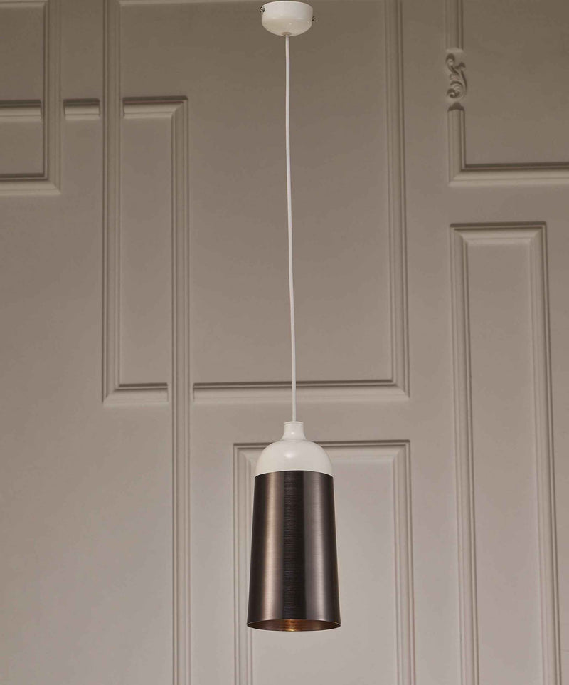 Brown And White Cylinder Metal Ceiling Light With Brown Shades
