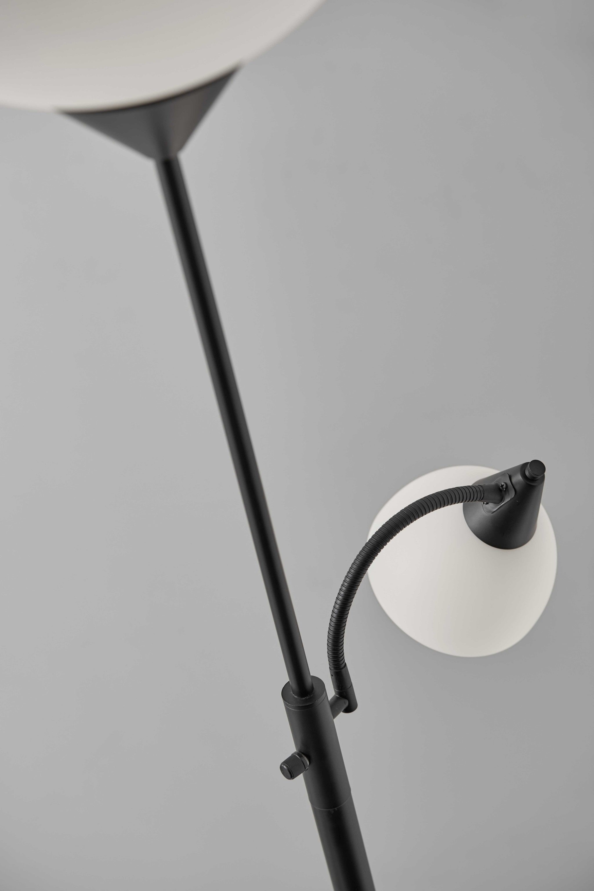 71" Two Light Torchiere Floor Lamp With White Acrylic Bowl Shades - Lighting