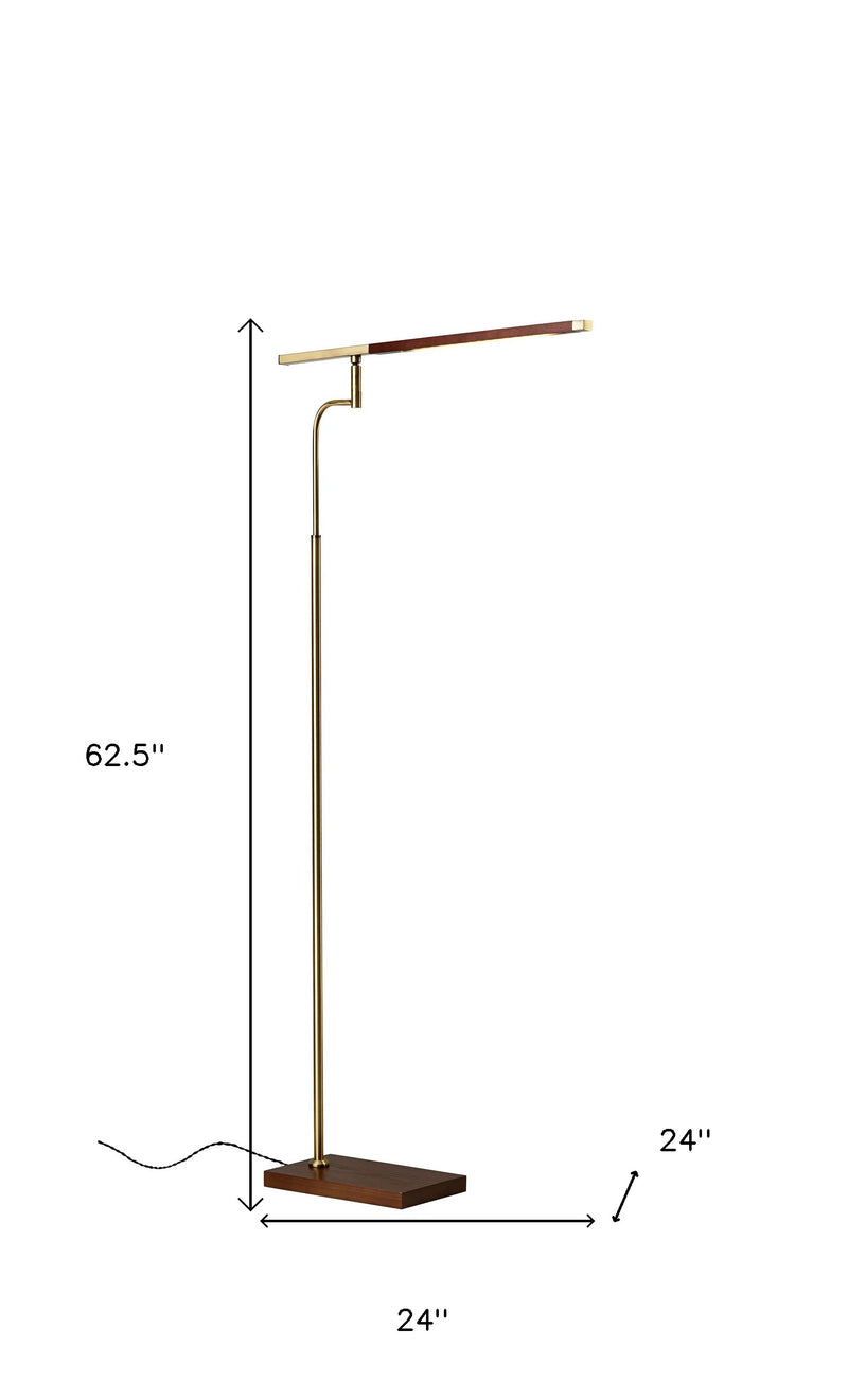 63" Brown LED Task Floor Lamp With Brass - Lighting