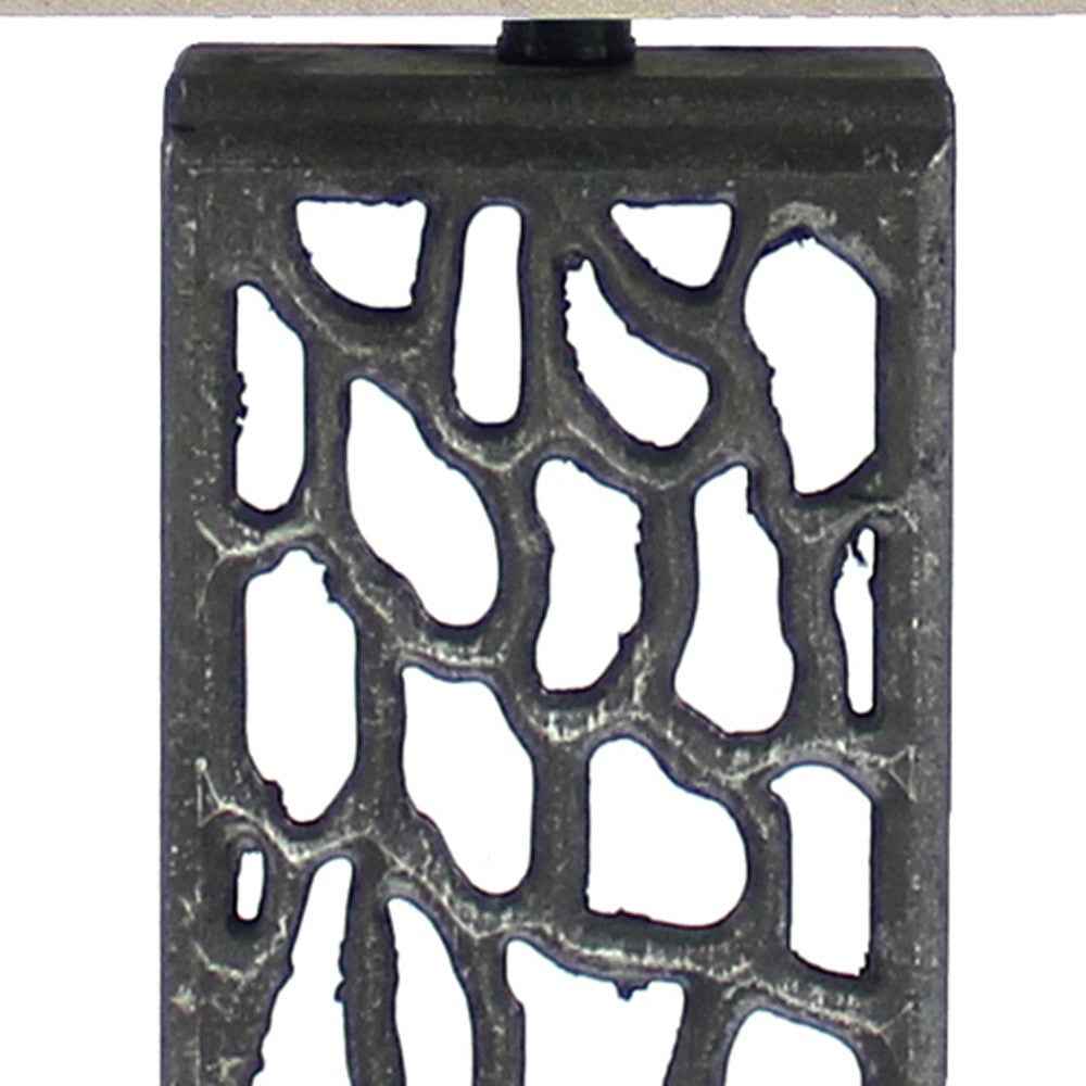 29" Distressed Black Metal Bedside Lamp With Beige Shade