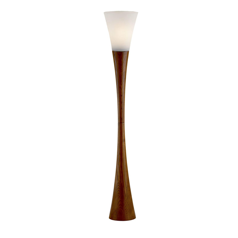 68" Brown And White Solid Wood Novelty Floor Lamp With White Acrylic Cone Shade - Lighting