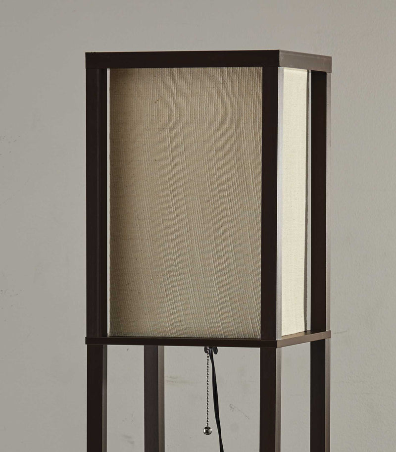 63" Brown Column Floor Lamp With Beige Fabric Square Shade - Lighting