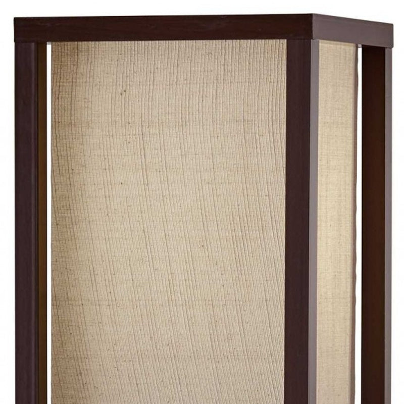 63" Brown Column Floor Lamp With Beige Fabric Square Shade - Lighting