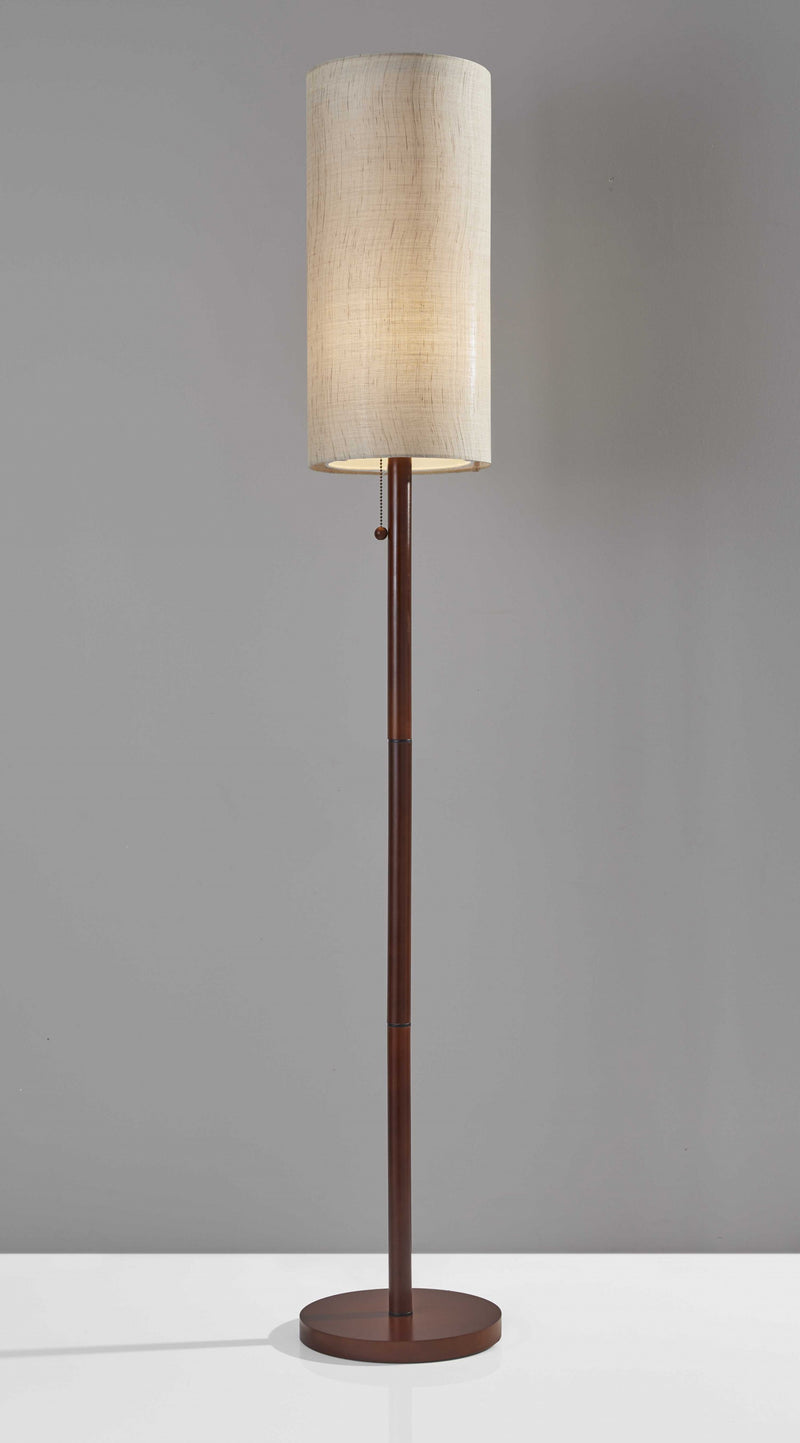65" Brown Solid Wood Floor Lamp With Beige Linen Drum Shade - Lighting