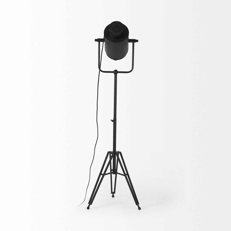 61" Black LED Floor Lamp With Black Metal Shade