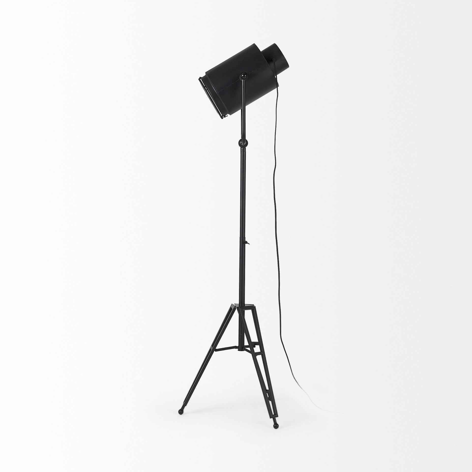 61" Black LED Floor Lamp With Black Metal Shade