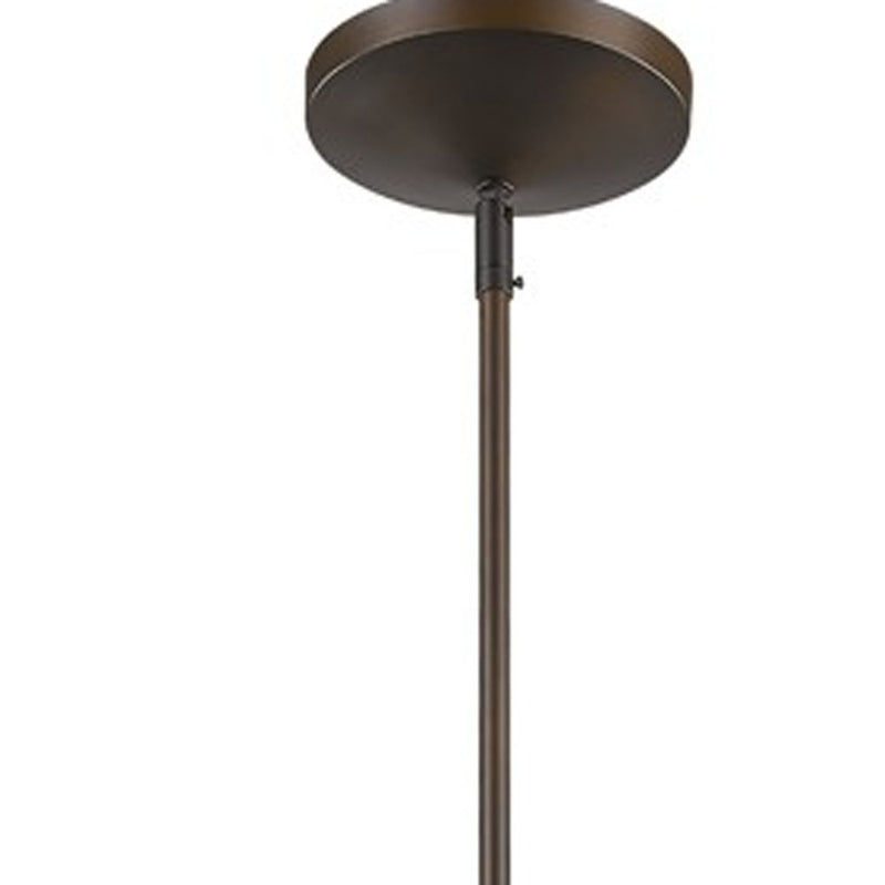 Greta 1-Light Oil-Rubbed Bronze Pendant With Gloss White Interior And Etched Glass Shade - Lighting