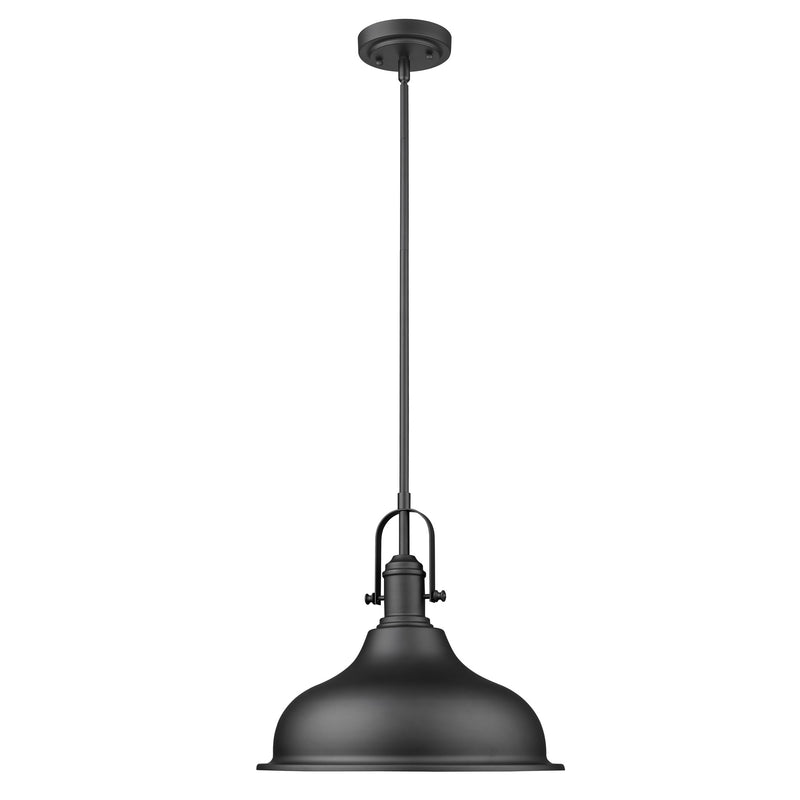 Matte Black Hanging Light with Dome Shade - Lighting