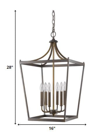 Brown Metal Six Light Dimmable Ceiling Light - Lighting