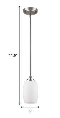 Silver Hanging Light with Frosted Glass Shade