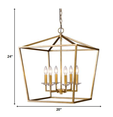 Kennedy 6-Light Antique Gold Foyer Pendant With Crystal Bobeches - Lighting