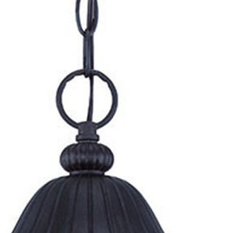 Three Light Matte Black Leaf Detail Hanging Light - Lighting