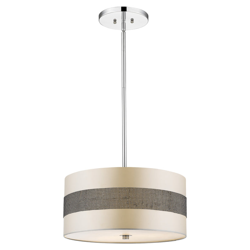 Harmony 3-Light Metallic Silver Pendant With Crystal Studded Platinum Sheen Shade - Lighting