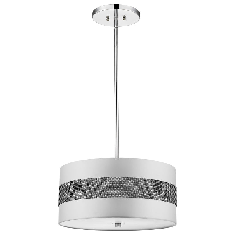 Harmony 3-Light Metallic Silver Pendant With Crystal Studded Platinum Sheen Shade - Lighting