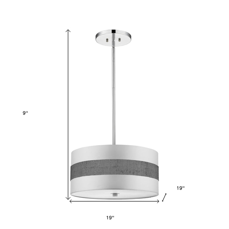 Harmony 3-Light Metallic Silver Pendant With Crystal Studded Platinum Sheen Shade - Lighting