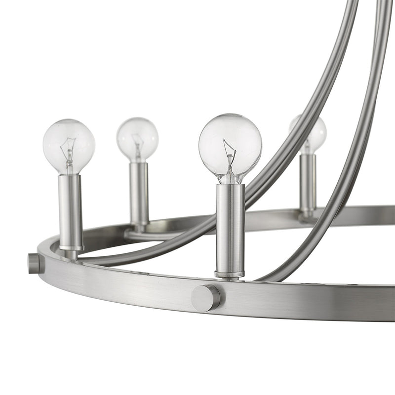 Silver Candle Style Eight Light Metal Dimmable Chandelier - Lighting