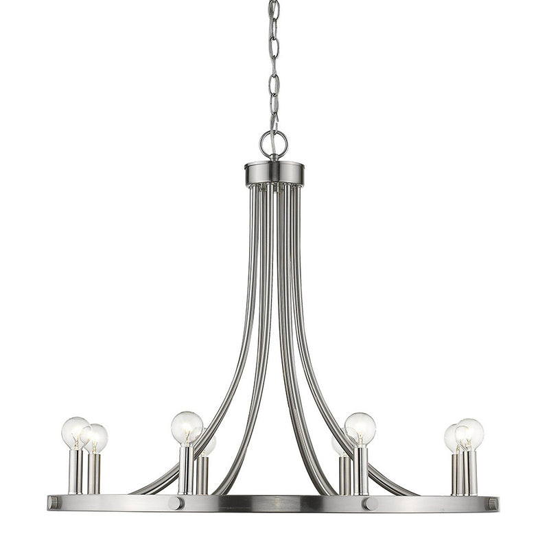 Silver Candle Style Eight Light Metal Dimmable Chandelier - Lighting