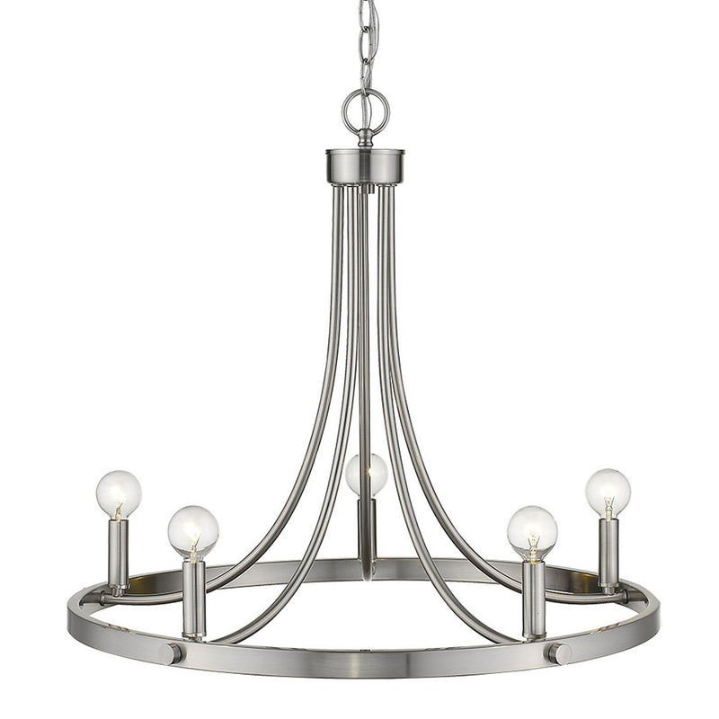 Silver Candle Style Five Light Metal Dimmable Chandelier - Lighting
