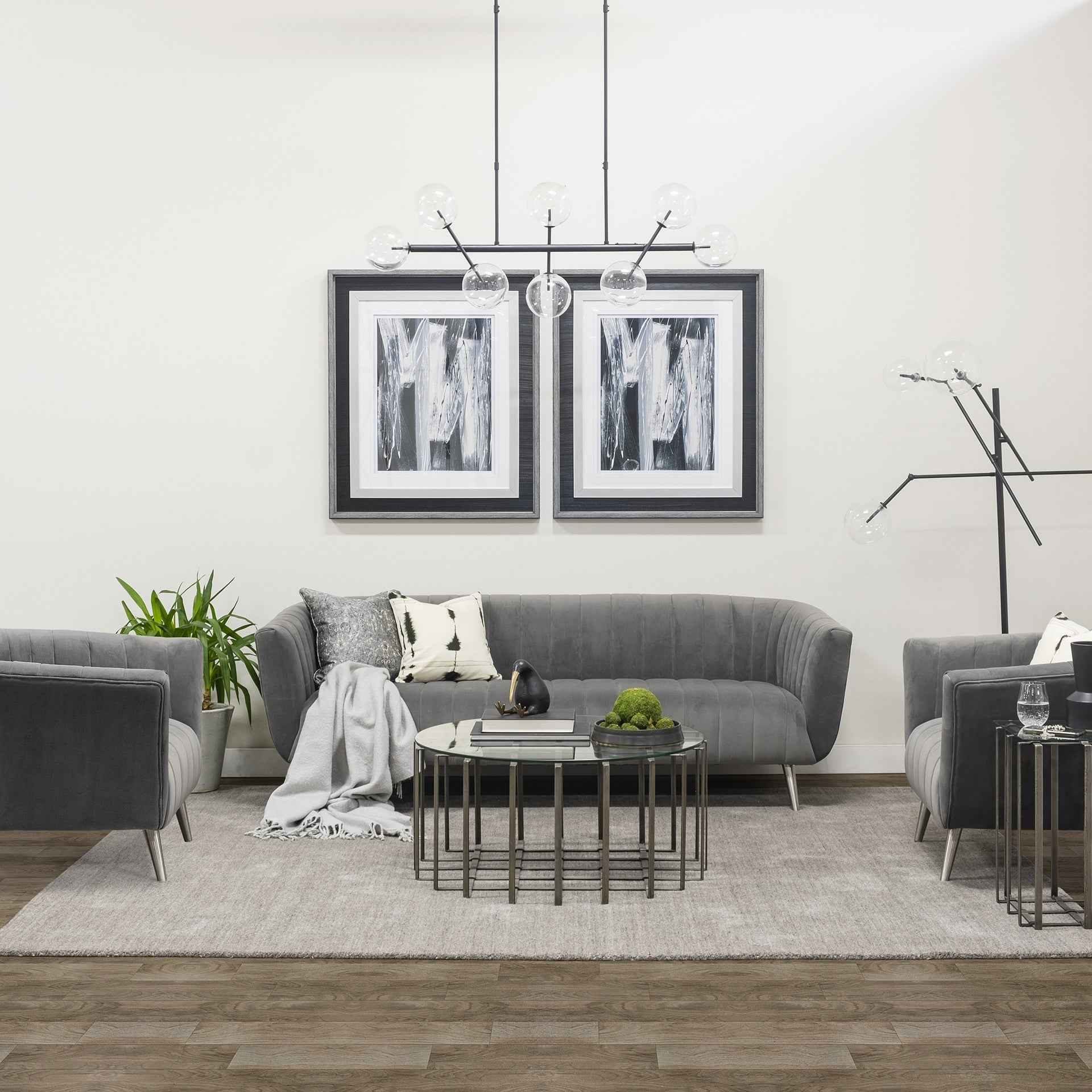 84" Black LED Floor Lamp With White