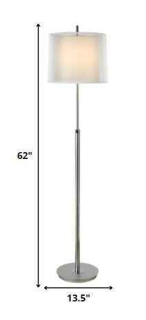 62" Floor Lamp With White Fabric Empire Shade