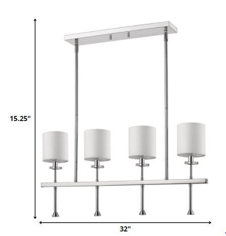 White Metal Four Light Dimmable Ceiling Light With White Shades - Lighting