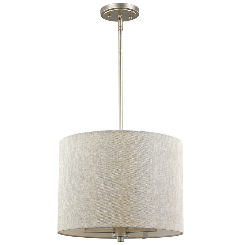 Gold And White Iron Three Light Dimmable Ceiling Light With Silver Shades - Lighting