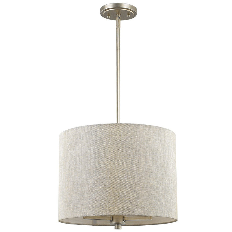 Gold And White Iron Three Light Dimmable Ceiling Light With Silver Shades - Lighting