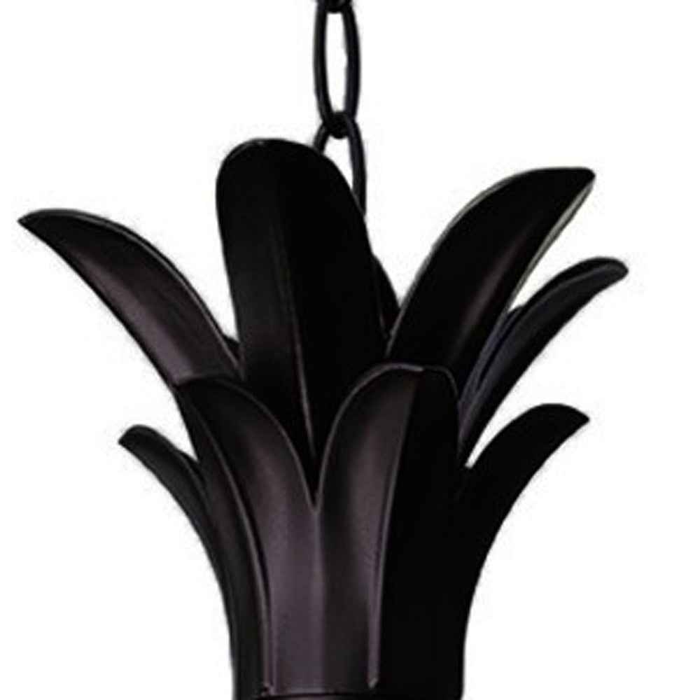 Clear and Black Three Light Pineapple Outdoor Hanging Pendent Light