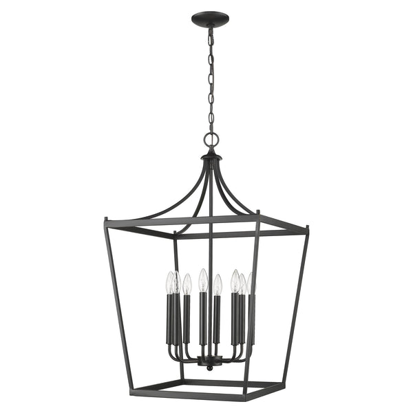 Black Metal Eight Light Dimmable Ceiling Light - Lighting