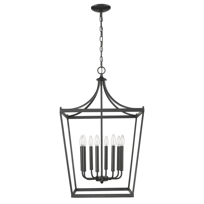 Black Metal Eight Light Dimmable Ceiling Light - Lighting