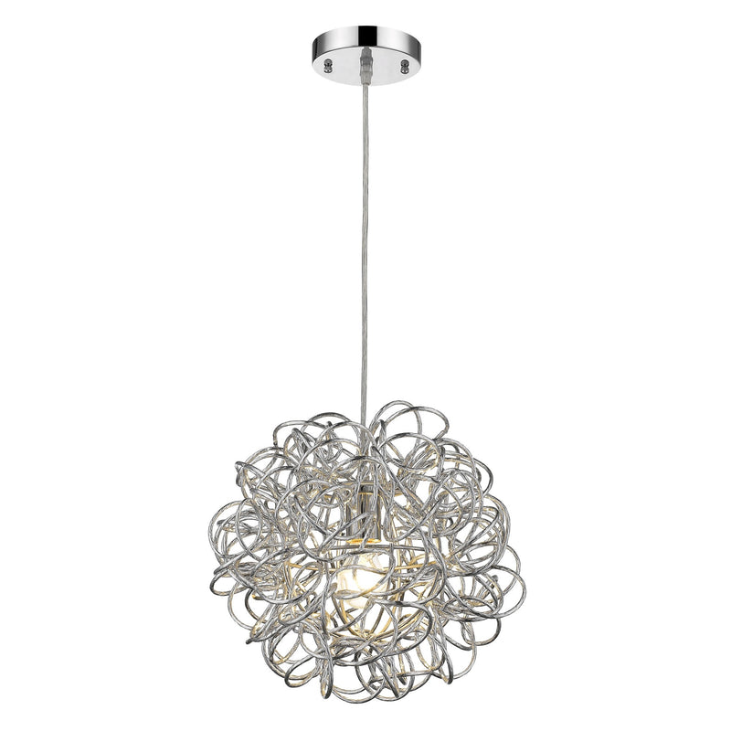 Mingle 1-Light Polished Chrome Pendant With Faceted Chrome Aluminum Wire Shade