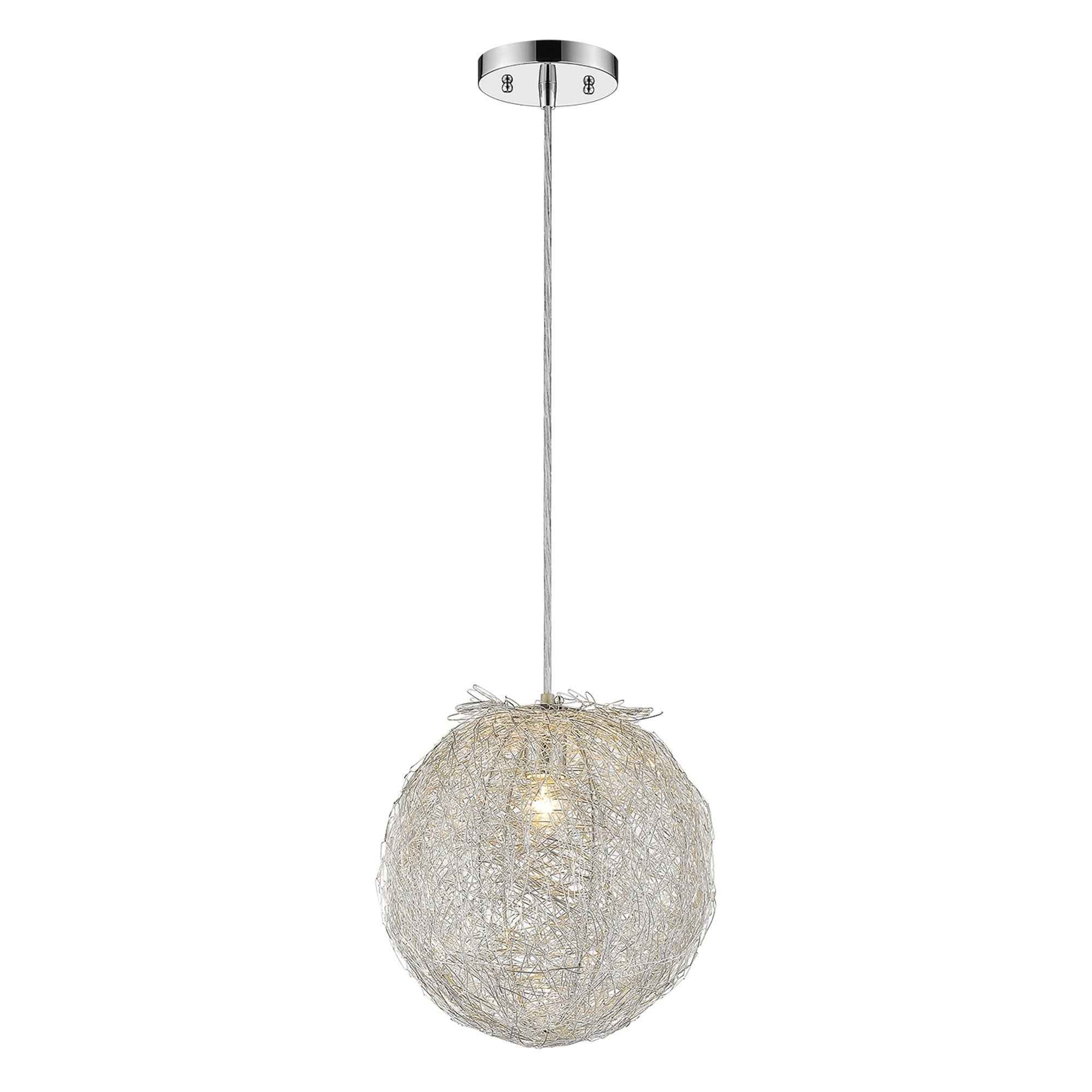 Contemporary Silver Globe Pendant Hanging Light