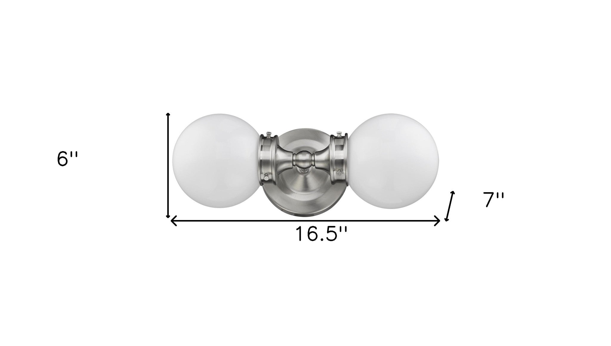 Two Light Silver Wall Sconce with Round Frosted Glass Shade Default Title