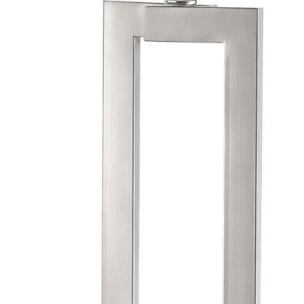 30" Silver Metal Table Lamp With White Rectangular Shade