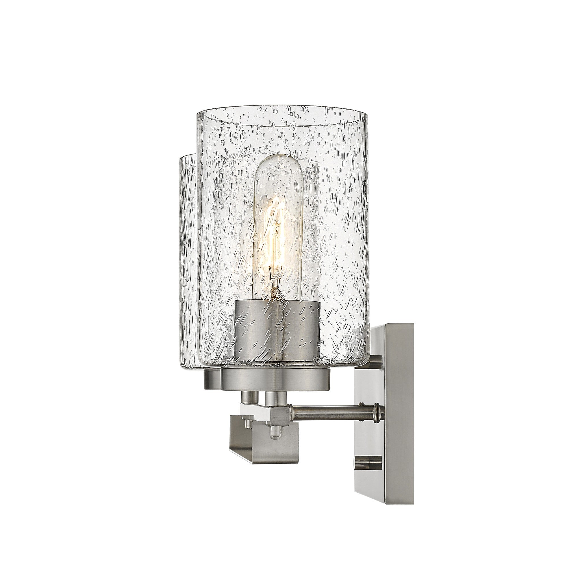 Silver Metal and Textured Glass Two Light Wall Sconce Default Title