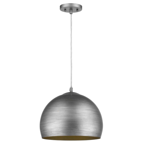Latitude 1-Light Hand Painted Weathered Pewter Pendant With Gold Interior Shade (13.75") Default Title