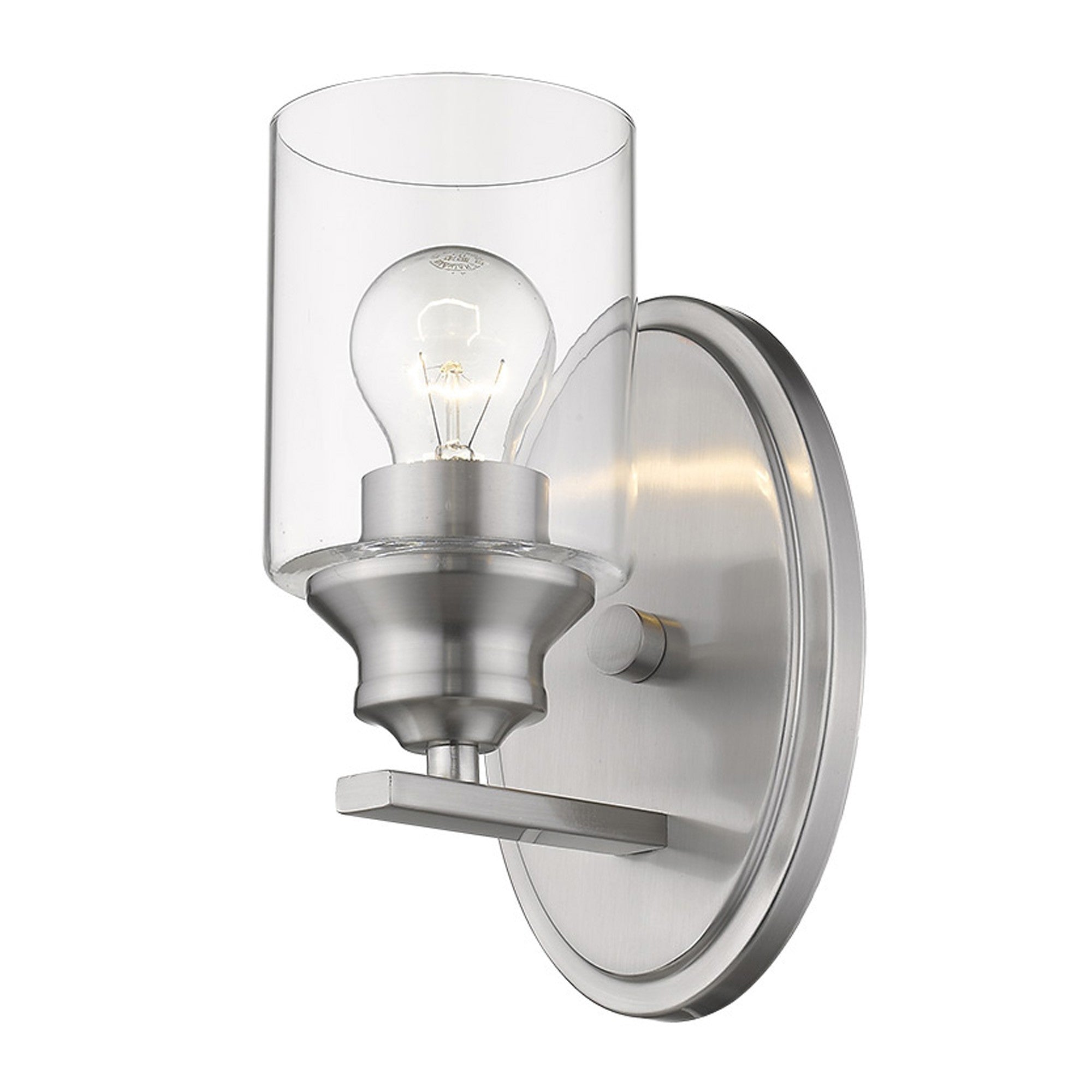 One Light Silver Wall Light with Clear Glass Shade Default Title