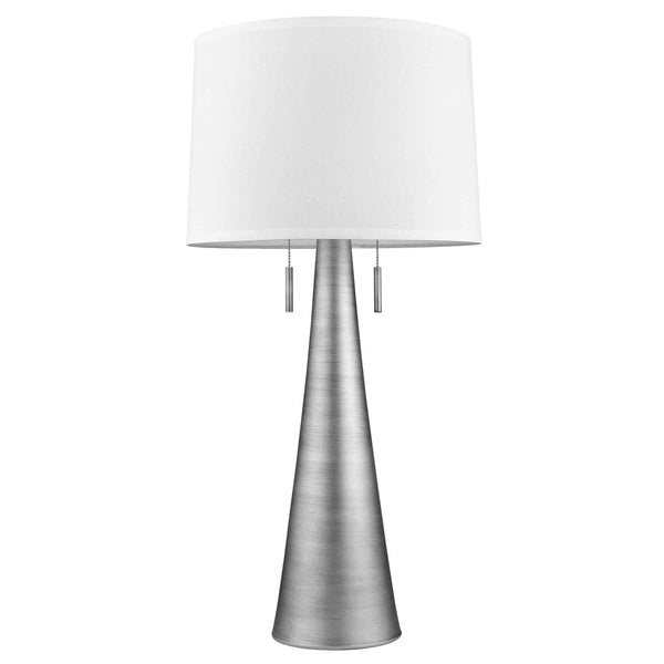 34" Silver Metal Two Light Table Lamp With White Empire Shade Default Title