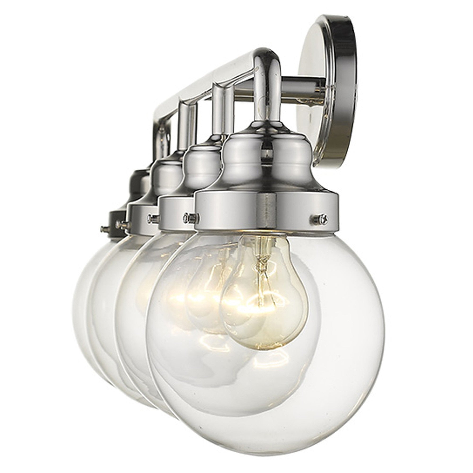 12" Silver And Clear Metal and Glass Vanity Flush Mounted Sconce - Lighting