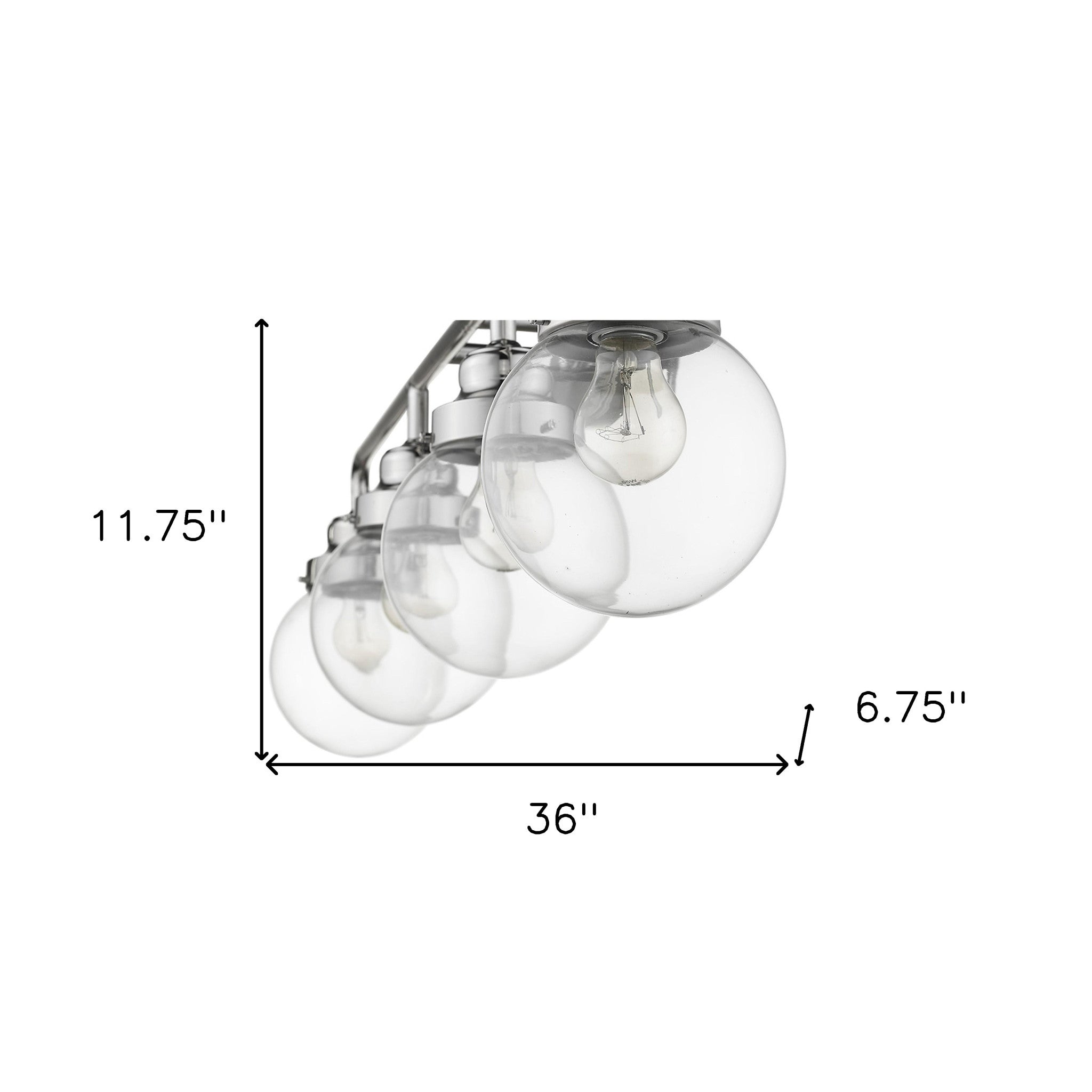 12" Silver And Clear Metal and Glass Vanity Flush Mounted Sconce - Lighting