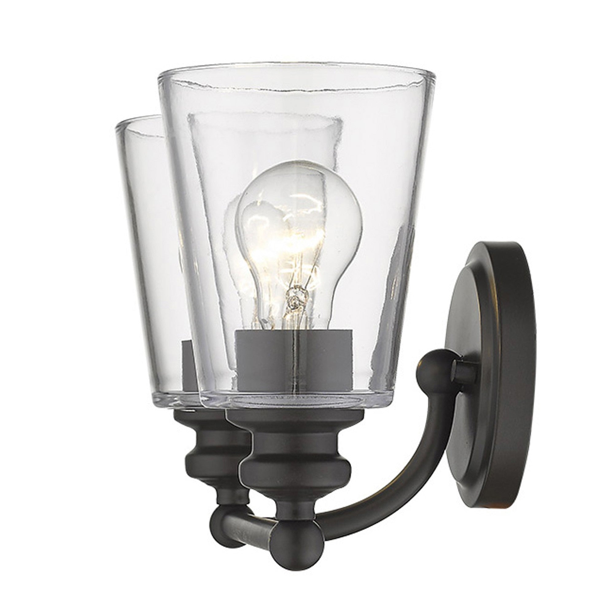 Two Light Antique Bronze Glass Shade Wall Sconce Default Title