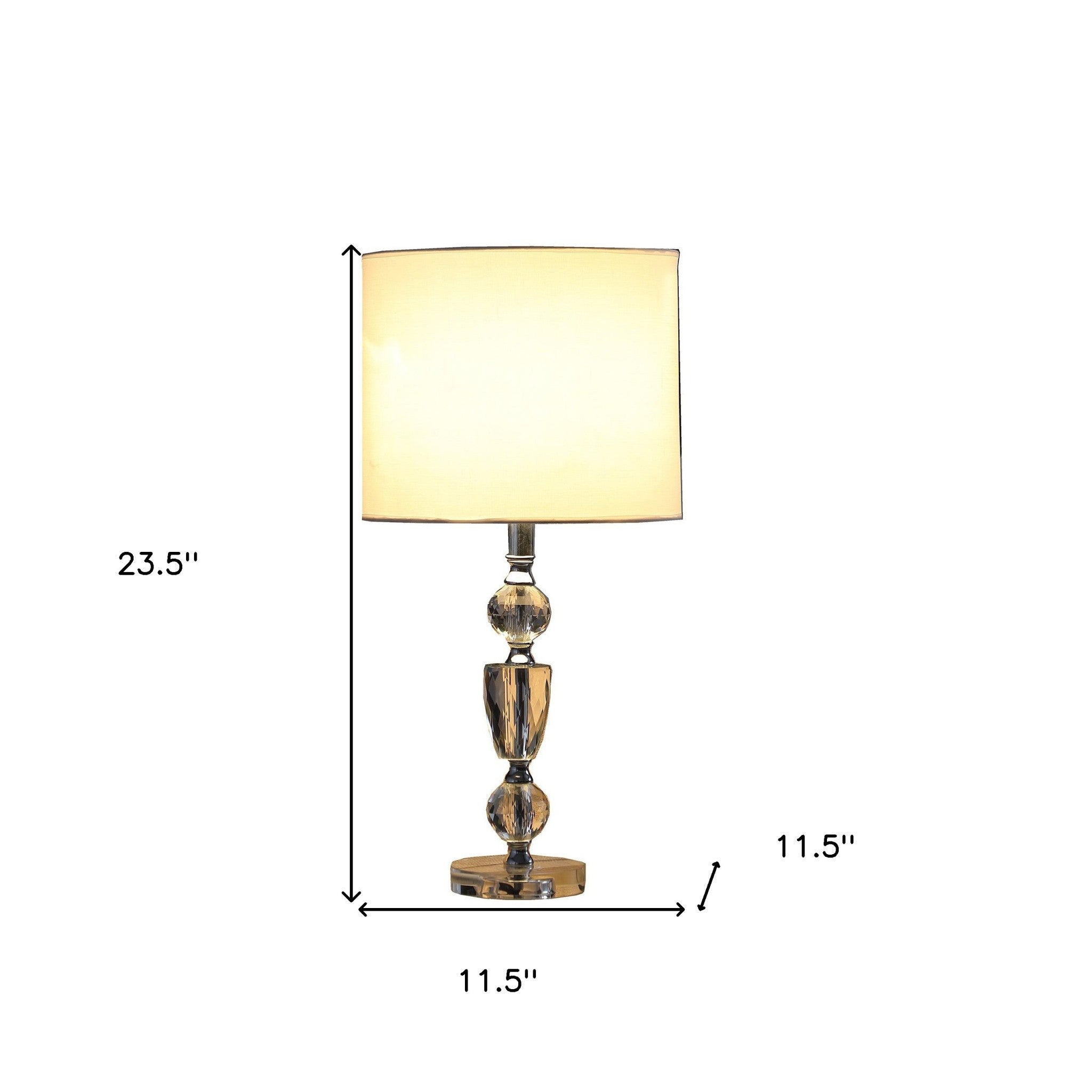 24" Clear And Silver Faux Crystal And Metal Table Lamp With White Drum Shade - Lighting