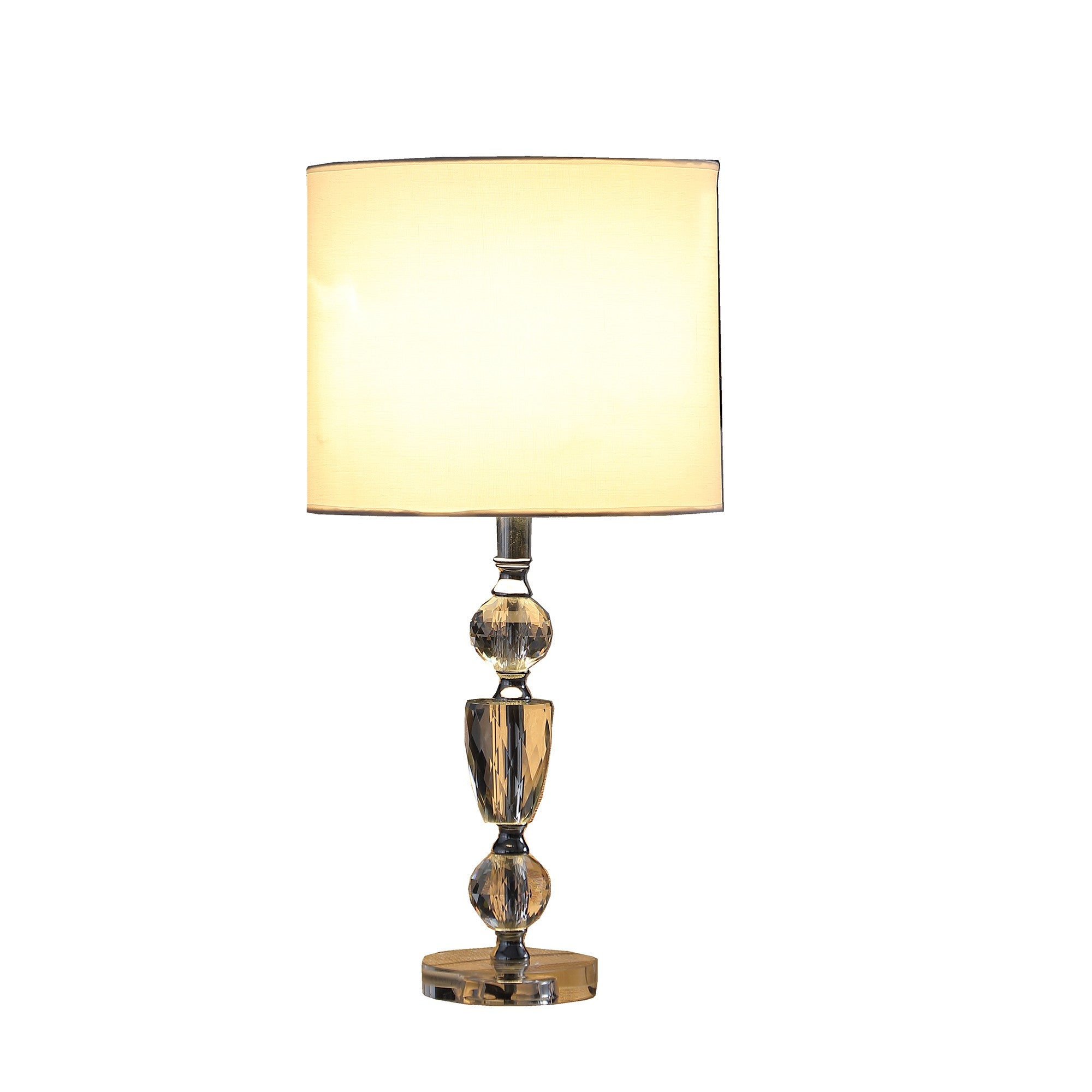24" Clear And Silver Faux Crystal And Metal Table Lamp With White Drum Shade - Lighting