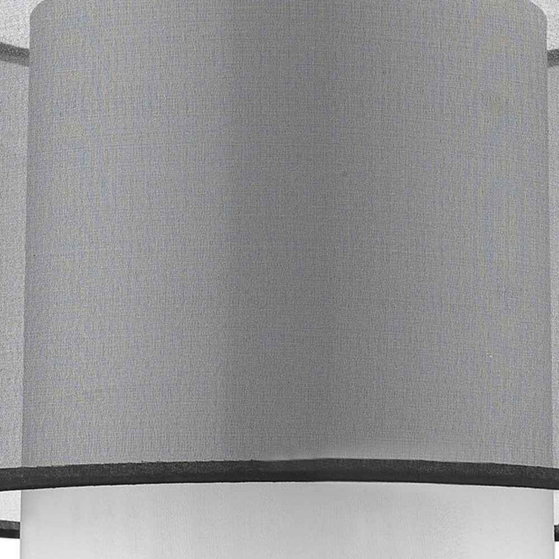 32" Black and Silver Metal Column Lamp With Black and White Drum Shade