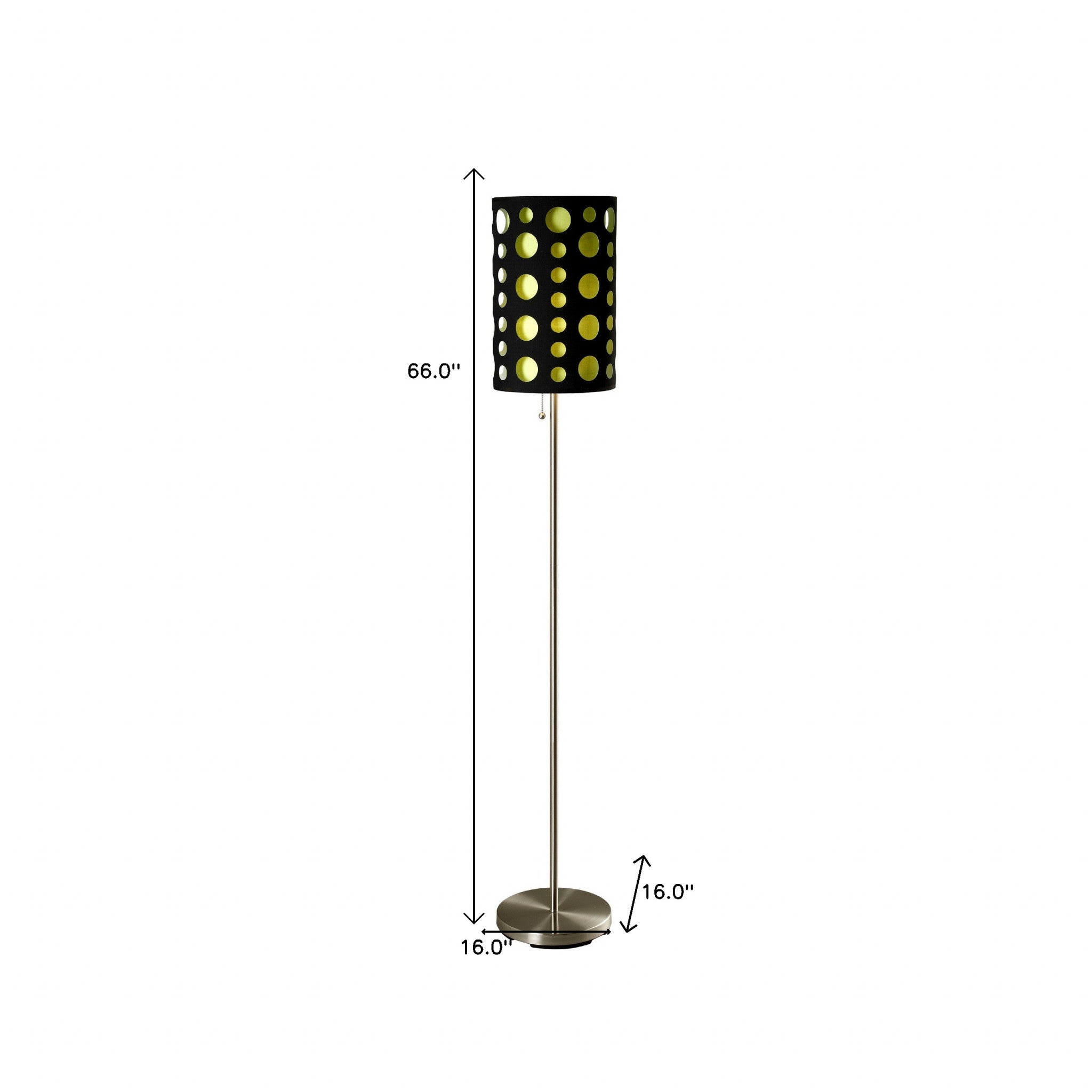 66" Steel Novelty Floor Lamp With Black And Green Drum Shade - Lighting